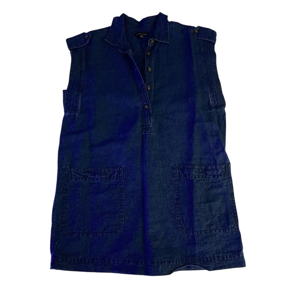 Banana Republic Dresses & Skirts - Banana Republic Wmn’s XL Utility Mini Dress in Blue Indigo Cotton Linen